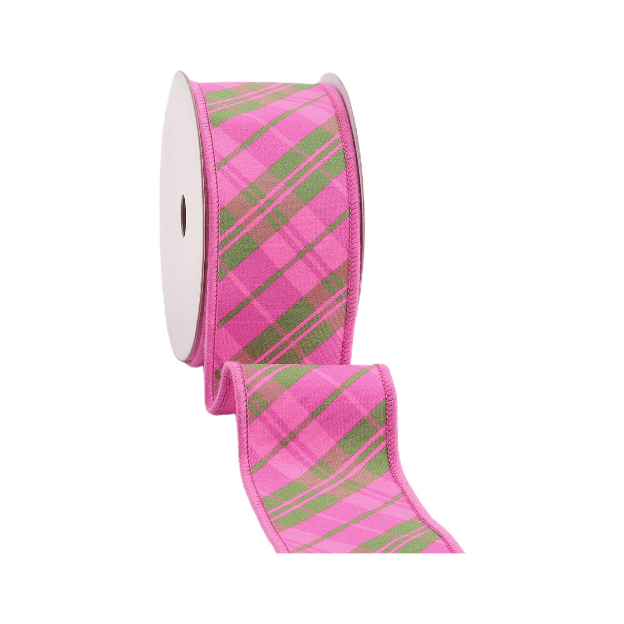 LaRibbons 2 1/2" - 4" Wired Dupioni Ribbon | Bias Plaid w/ Taffeta Fused Back | 10 Yard Roll
